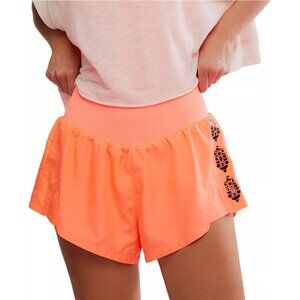 Free People Movement Women's Carpe Diem Logo Shorts in Neon Coral size XL NWT